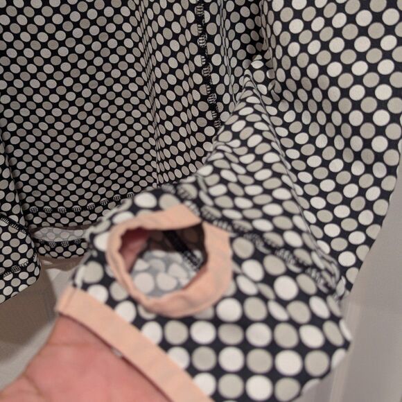 Lands' End Size Medium 1/4 Zip Up Polka Dot Black & White Pullover Jacket - Picture 6 of 7